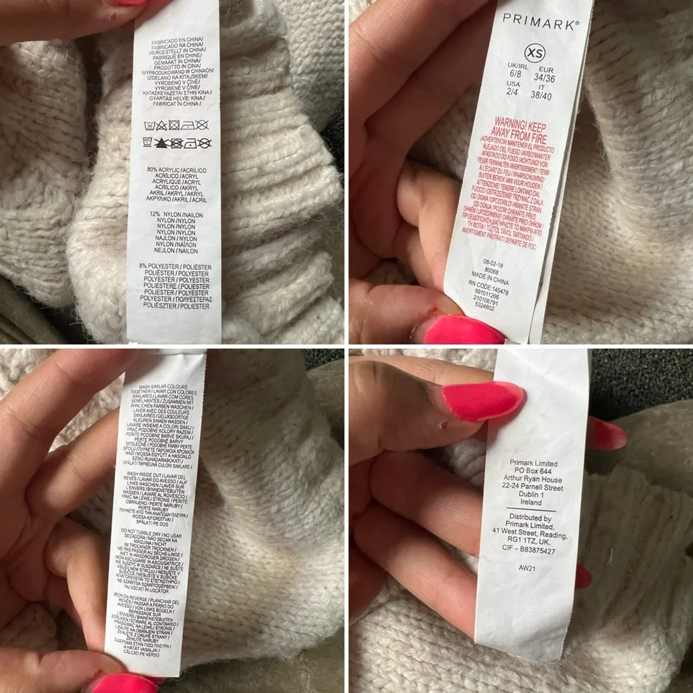 PRIMARK Off-White Cream Knit 3D Polka Dots Oversized Sweater Vest Shirt Top XS - Picture 15 of 16